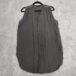 CP Shades Tunic Shirt Midi Dress Silk Cotton Blend Gray‎ XS Button Front Flowy